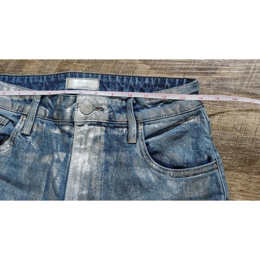 Kut From the Kloth Ashley Slouchy Barrel Jeans Womens Size 2 High Rise Metallic - Picture 6 of 11